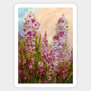 Hollyhocks Gone Wild Sticker